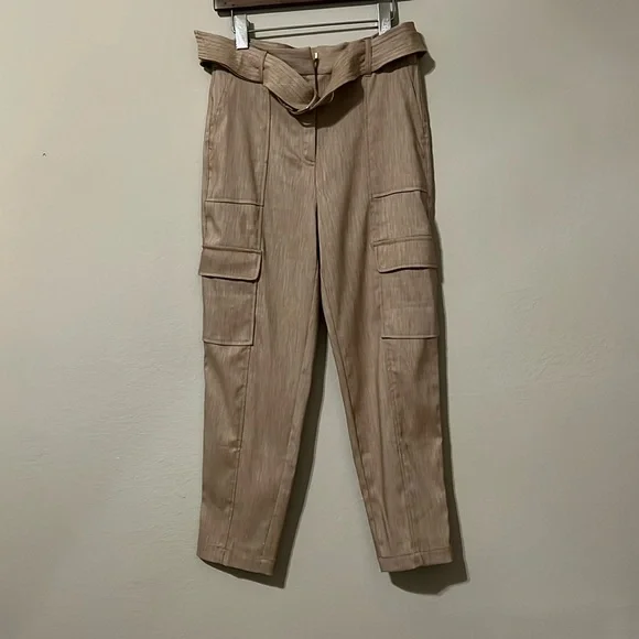 NWT WHBM Linen Blend Utility Trousers. Color: Sahara Twill. Size 6P. - Picture 5 of 11